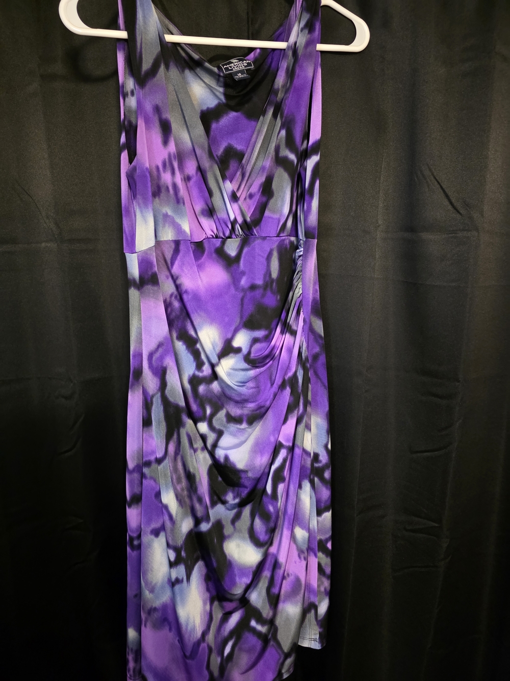 American Living Purple and Black Abstract Maxi Dress